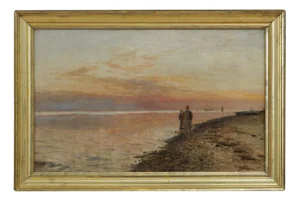 Holger Peter Svane Lübbers, Couple on the Sea Beach, 1908, Oil on Canvas
