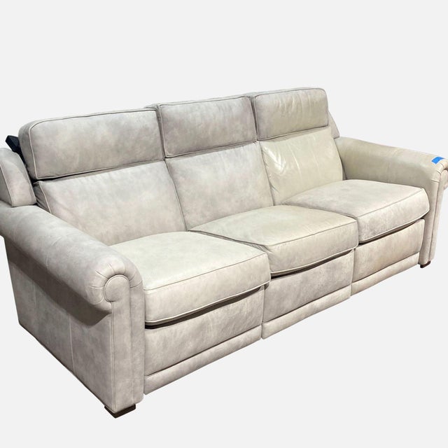 Traditional Ethan Allen 3-Seat Leather Conover Sofa For Sale - Image 3 of 9