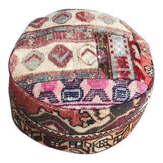 1980s Vintage Handmade Turkish Kilim Ottoman Pouf Cover For Sale