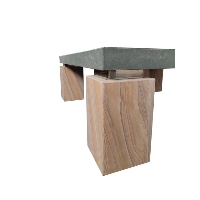 Metal Motala Coffee Table in Gray Slate Natural Stone by Joaquín Moll for Meddel, 2004 For Sale - Image 7 of 10