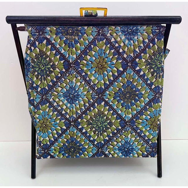 Mid-Century Modern Vintage Folding X-Base Knitting Yarn/Sewing Basket For Sale - Image 3 of 8