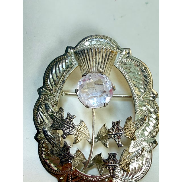 English Vintage 1957 Ward Brothers Scottish Sterling Silver Thistle Brooch Edinburgh For Sale - Image 3 of 5