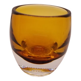 Crate and Barrel Diva Amber Glass Votive, Poland For Sale