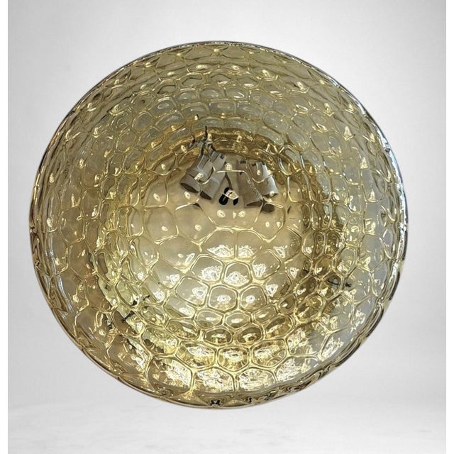 Mid-Century Modern Mid 20th Century Murano Italian Mid-Century Manufacture Amber Bubble Glass Ceiling Mount For Sale - Image 3 of 18