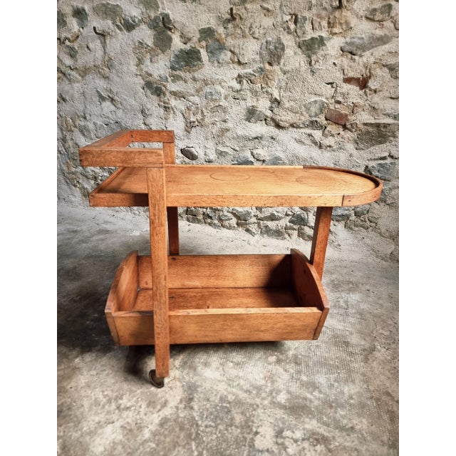 Vintage Oak Bar Trolley, France, 1950s For Sale - Image 10 of 12