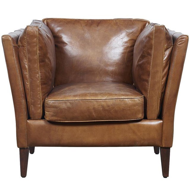 Kenmore Leather Arm Chair - Light Brown For Sale In Chicago - Image 6 of 6