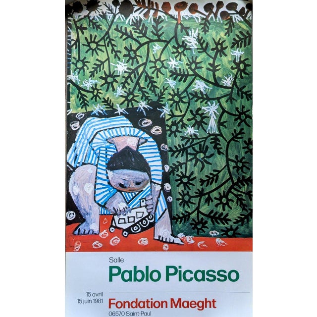 Paper Pablo Picasso, Child Playing in Camomiles, 1981, Original Vintage Poster Print For Sale - Image 7 of 8