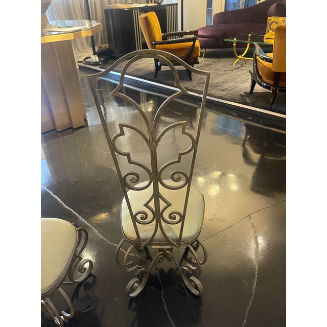 1930s Vintage Wrought Iron French Art Deco Chairs - a Pair For Sale - Image 4 of 9