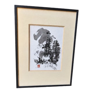 Original 1976 Sueo Serisawa Sumi Ink Painting – "Idyllwild Series" Framed For Sale