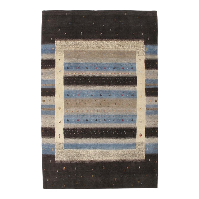 Vintage Hand-Knotted Gabbeh Rug 6'4" X 9'9" For Sale