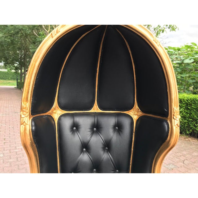 New French Black Leather Balloon Chair. Chairish