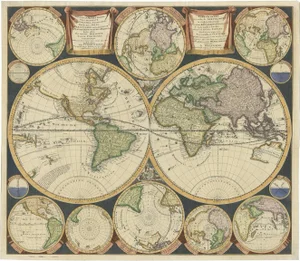 Antique World Map attributed to P. Schenk, 1706