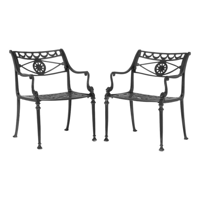 Florentine Craftsmen Cast Aluminum Armchairs, Pair For Sale