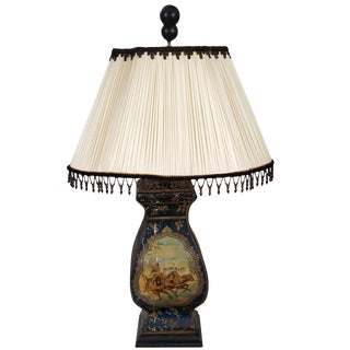 Continental Painted Tole Lamp For Sale