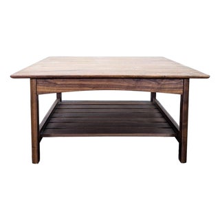 Wood Coffee Table With Slatted Shelf For Sale