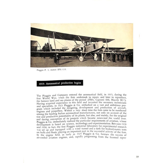 Paper "Piaggio & C. 75 Anni Di Attivita" 1960 Piaggio; Vespa For Sale - Image 7 of 12