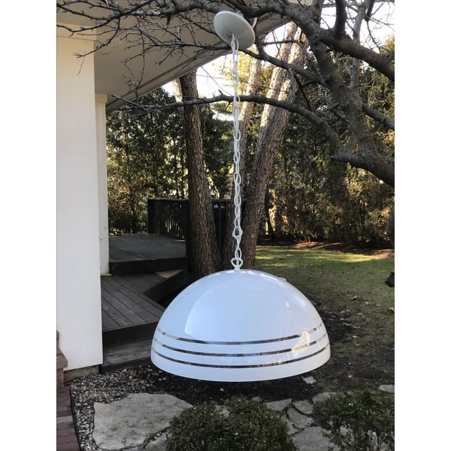 White 1960s Vintage Mushroom Dome Pendant For Sale - Image 8 of 8