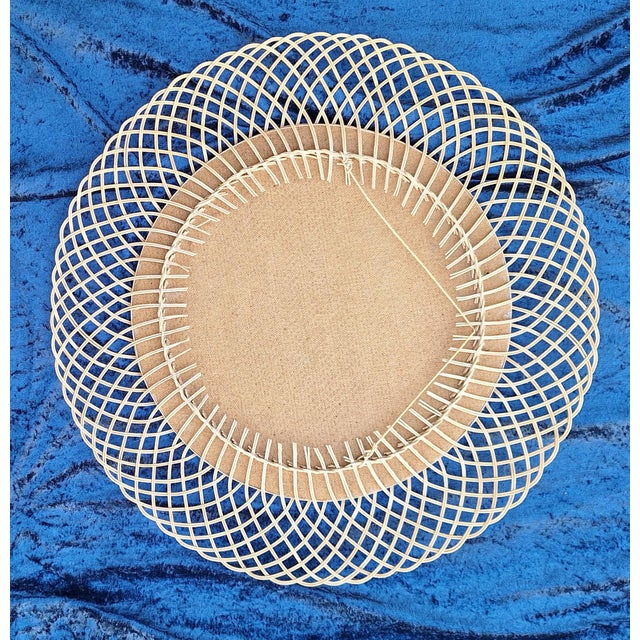 Vintage Wall Mirror with Wicker Frame, 1970s For Sale - Image 4 of 5