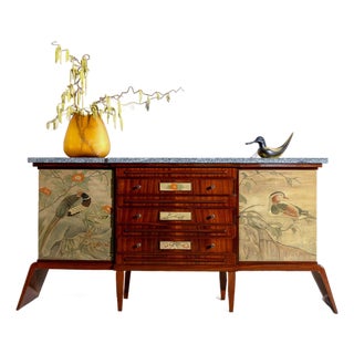 Sideboard With Bird Motifs, Italian School, Mid-20th Century For Sale