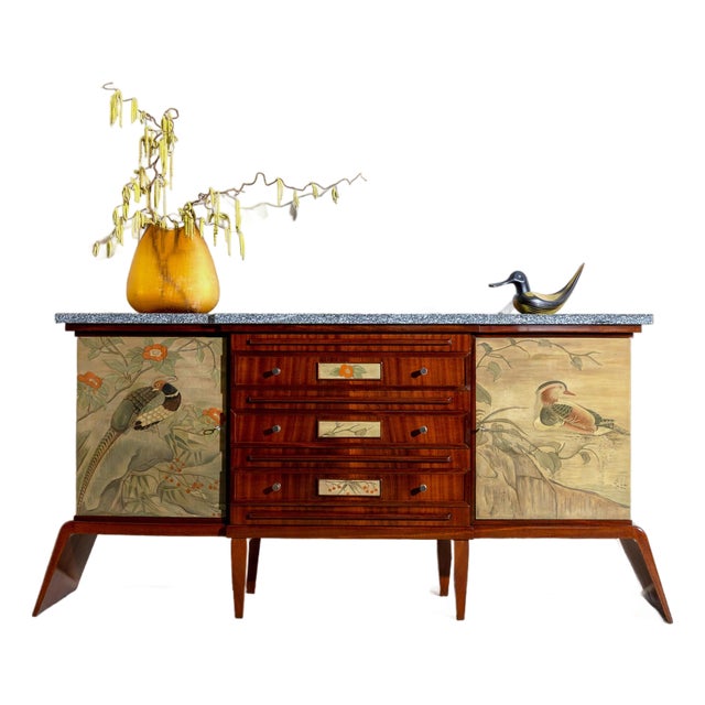 Sideboard With Bird Motifs, Italian School, Mid-20th Century For Sale