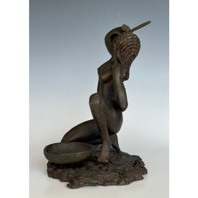 Black Signed Issa K. Diop 1977 Nude African Woman Bronze Sculpture For Sale - Image 8 of 18