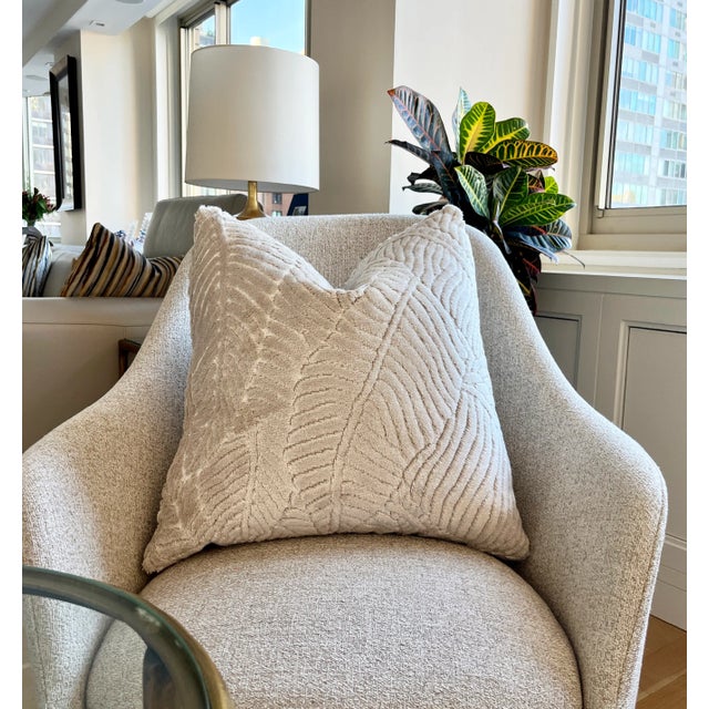 Not Yet Made - Made To Order Vanilla Leaves 22x22 Velvet Throw Pillow With Feather Down Insert For Sale - Image 5 of 7