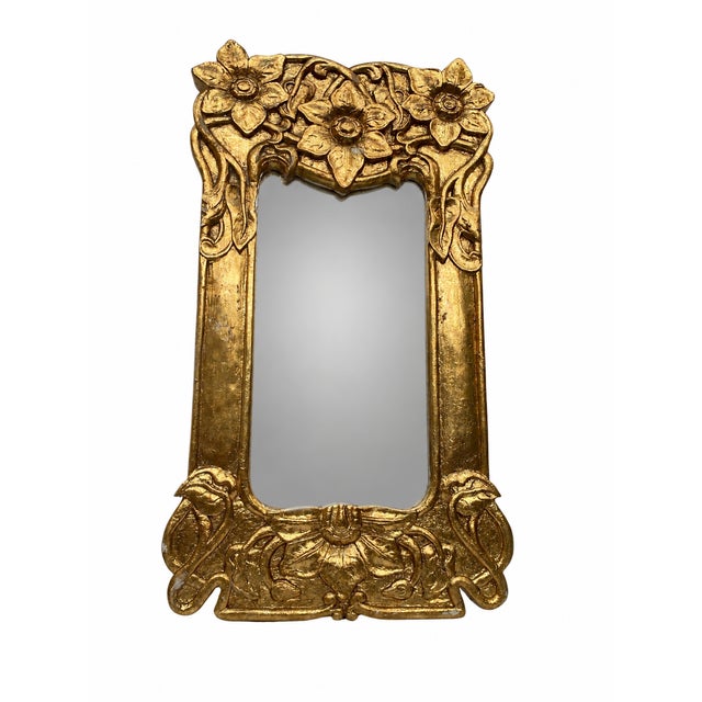 Large Art Nouveau Style Mirror in Gilded Wood, 1960s For Sale - Image 11 of 11