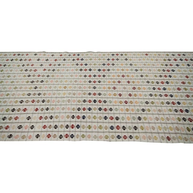 Embroidered Vintage Turkish Kilim Rug- 3′3″ × 9′1″ For Sale - Image 4 of 7