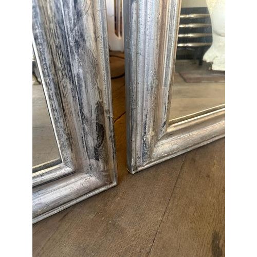 Metal Antique French Silver Gilt Dome Toped Mirrors, 1850, Set of 2 For Sale - Image 7 of 15