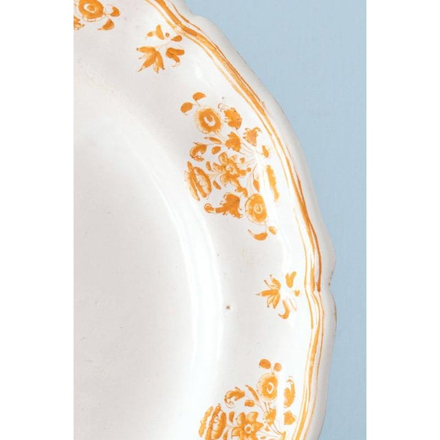 Moustiers Faience, Ochre Floral Plate, 18th Century For Sale - Image 3 of 7