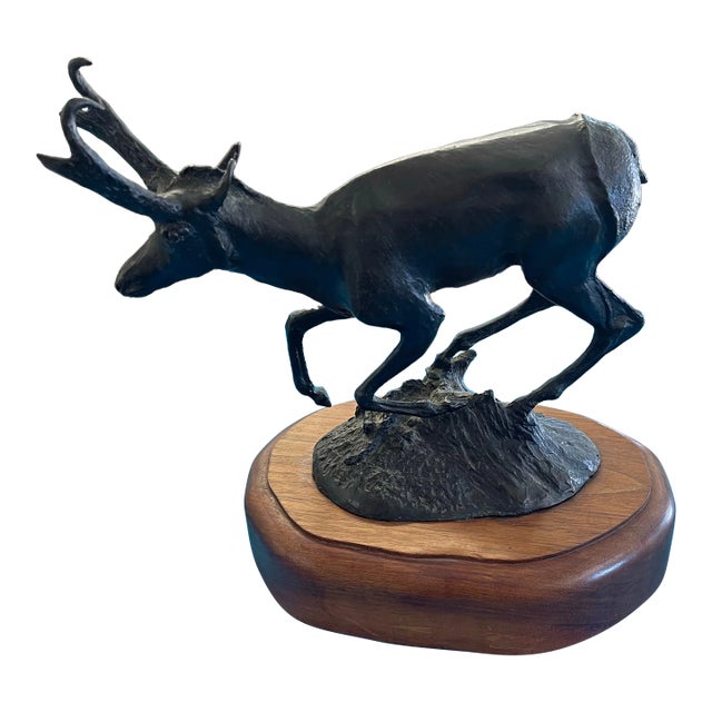 Ted Long Bronze Antelope Figurine Lmt Ed 26/50 For Sale