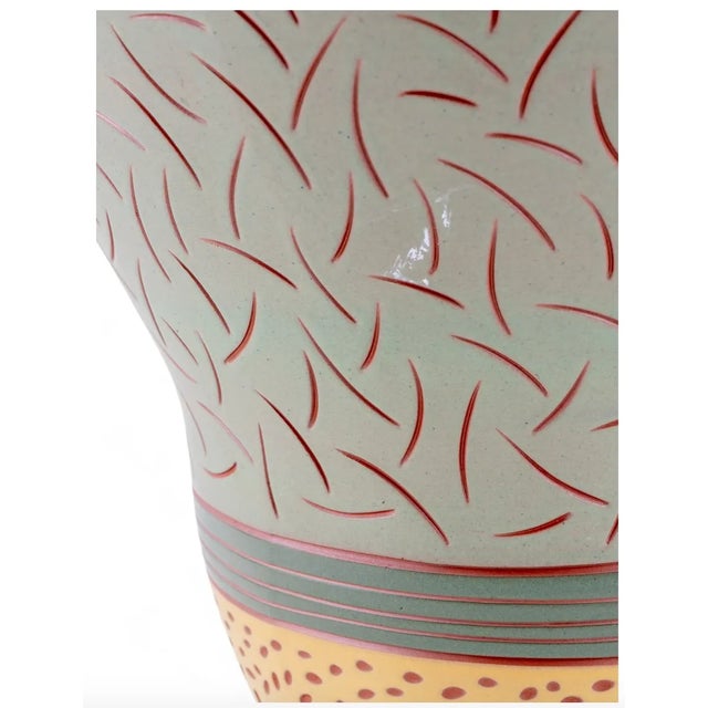 Anonymous Emily Rossheim Vintage Large Sgraffito Terracotta Ceramic Vase Sculpture For Sale - Image 4 of 12