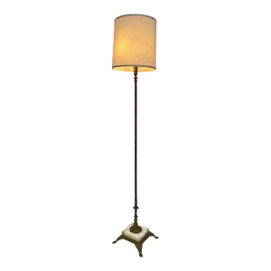 Brass and Marble Regency Floor Lamp With Shade , Circa 1930