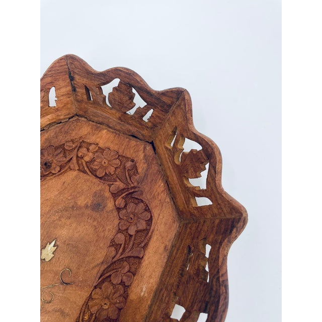 Indian Wooden Decorative Tray, 1975 For Sale - Image 9 of 10
