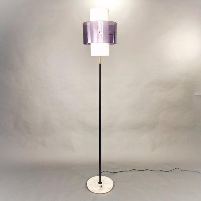 Vintage Floor Lamp with Purple Shade, 1970s For Sale - Image 9 of 9