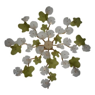 Mid-Century Murano Art Glass and Brass Chandelier, 1980s For Sale