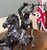 Antique French Pair of Patinated Spelter Sculptures Knights on Horseback For Sale - Image 14 of 16