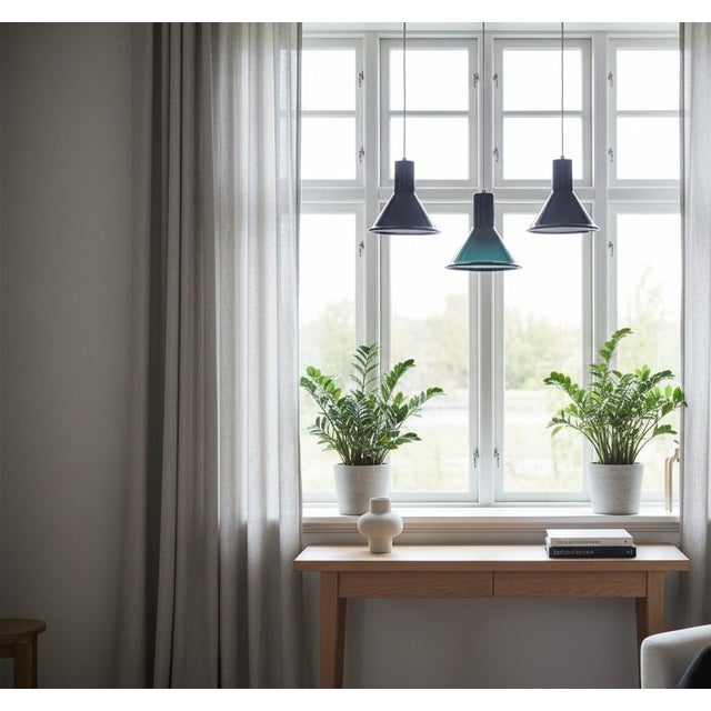 Mid-Century Modern P&T Blue Pendant Light by Michael Bang for Holmegaard, 1960s For Sale - Image 3 of 11