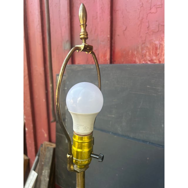 1960s 1960s Italian Ornate Brass Plated Table Lamps With Cream Silk Shades - A Pair For Sale - Image 5 of 11