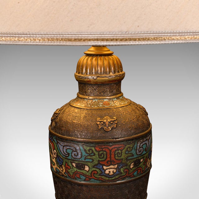 Metal 1850's Antique Cloisonne Lamp For Sale - Image 7 of 10