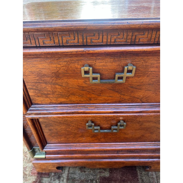 1970s Vintage Burl and Brass Chinoiserie Nightstands - a Pair For Sale - Image 9 of 12