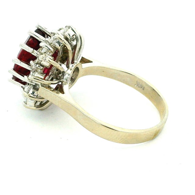 Vintage Pink Tourmaline Diamond Cluster Ring 14k White Gold 4.65 Ct, Size 8 For Sale - Image 11 of 14