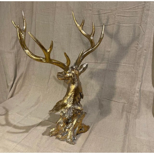 1990s Gold Leaf Stag Head For Sale - Image 5 of 6