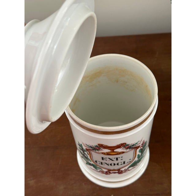 Pair Old Paris Apothecary Jars – Late 19th Century French Porcelain, Gilded & Hand Painted For Sale - Image 11 of 13