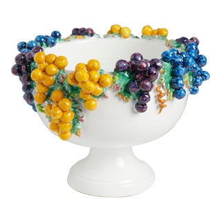 Footed Bowl with Grapes For Sale