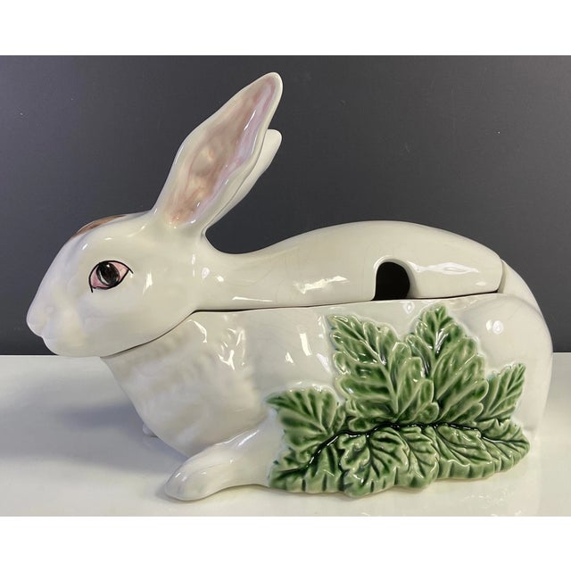 The Bordallo Pinheiro Majolica Bunny Rabbit Tureen is a charming and highly collectible piece of Portuguese ceramic...