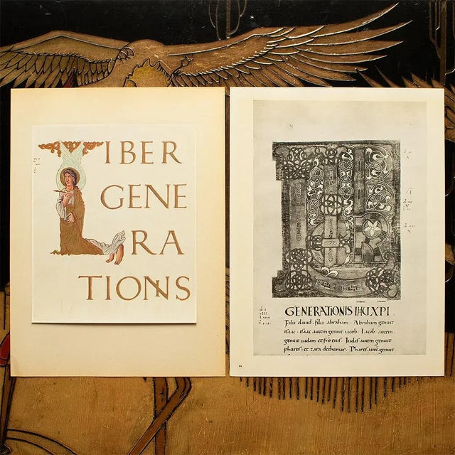 1949 Letter L From "An Evangeliarium of the Church of Metz", First Edition Gold Ink Lithograph For Sale In Dallas - Image 6 of 9