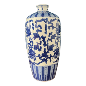 Chinese White and Blue Chinoiserie Vase