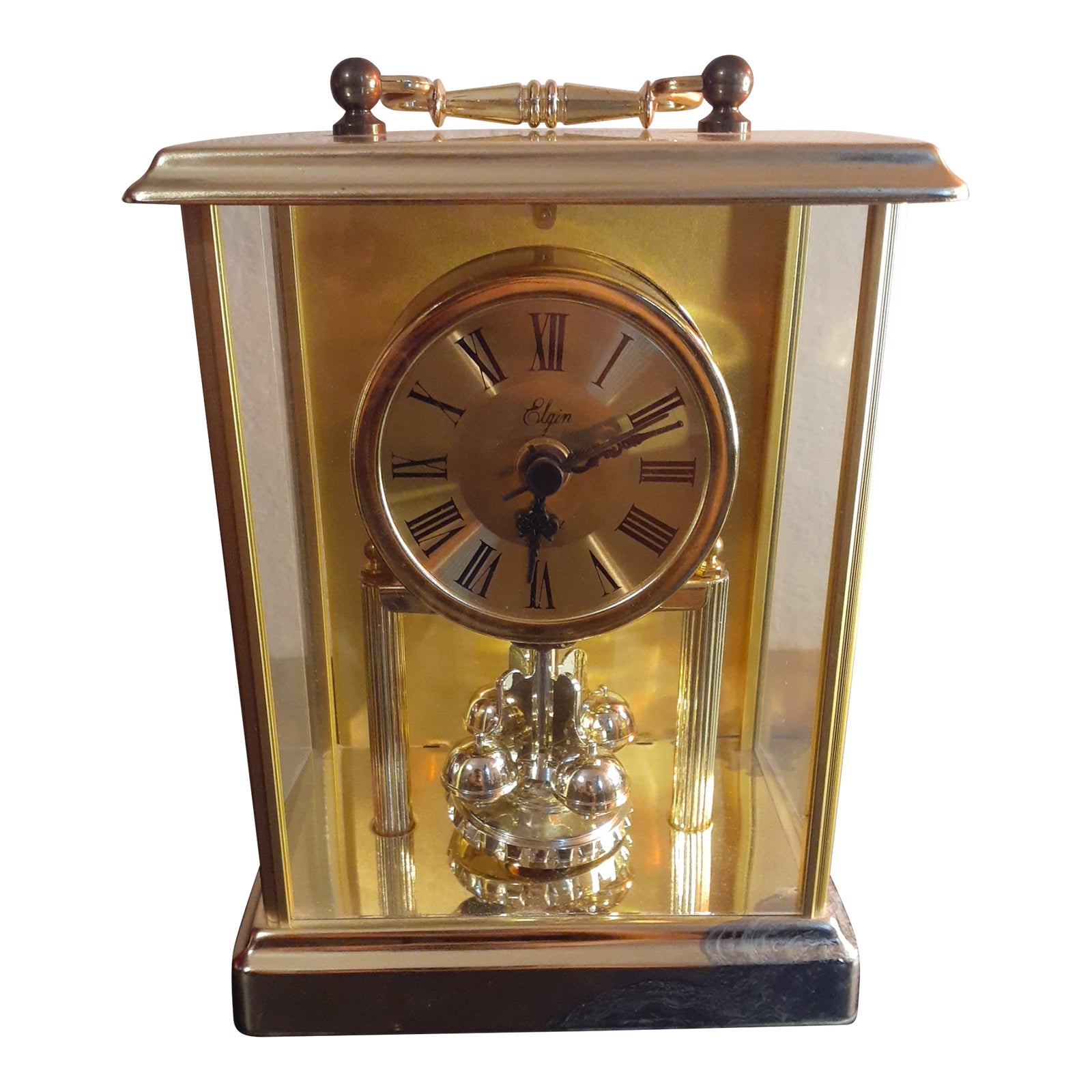 1980s Elgin Quartz Gold Plated Mantle Clock Chairish