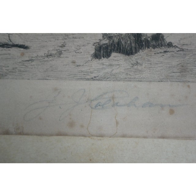 Antique James J Calahan Signed Panaramic Water Mill Riverscape Etching 25" For Sale - Image 6 of 12